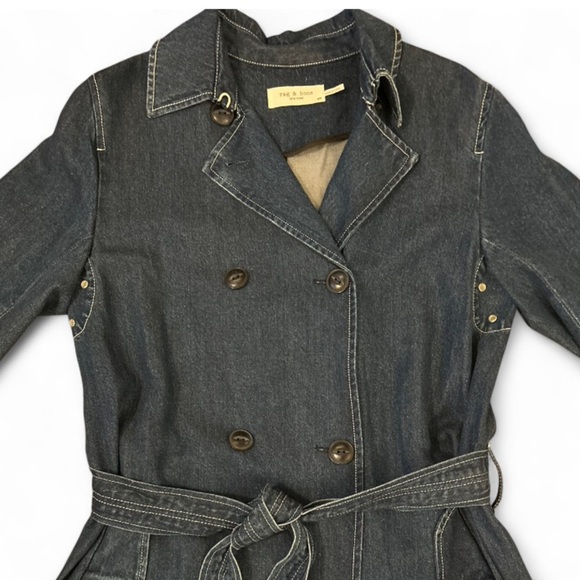 rag & bone Dark Blue Denim Trench Coat Women’s Size Small - Picture 2 of 5